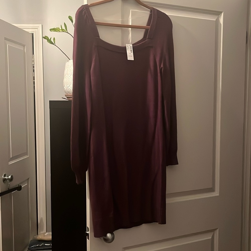 Plum Square Neck Sweater Dress. Tags on!